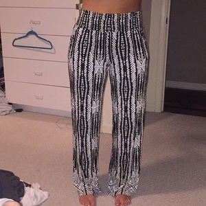 Black and White Tribal Print Flowy Pants